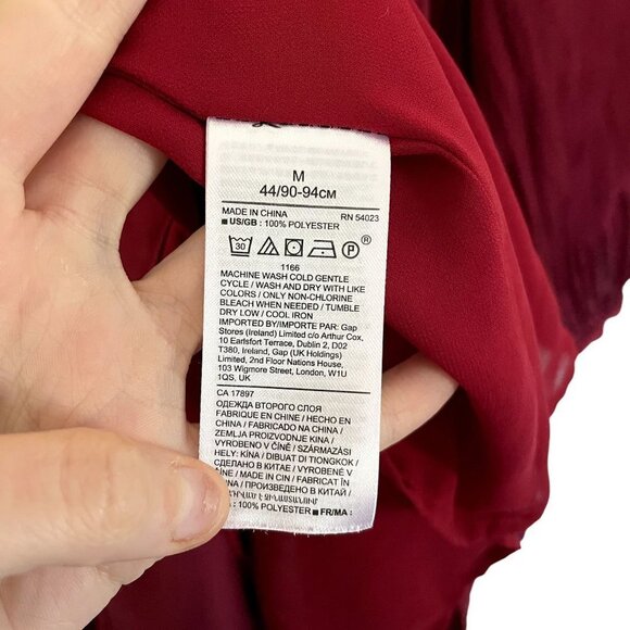 Banana Republic deep red ruched dress flowy style long sleeves winter christmas - Picture 6 of 7